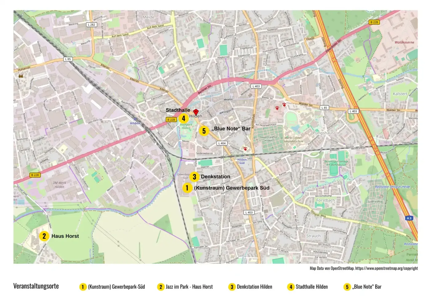 Lageplan-Spielstaetten_Hildener-Jazztage-Uebersicht-Copyright-OpenStreetMaps